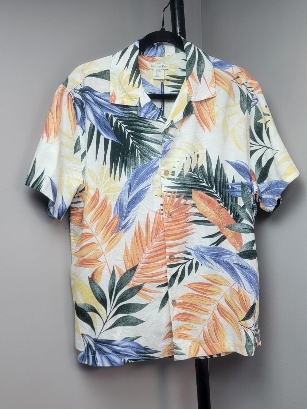 Aloha Casual Tropical Print Short-Sleeve Shirt Top Blue Orange Green Cream Mens